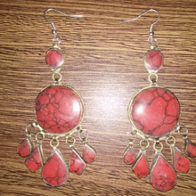 Load image into Gallery viewer, Tribal Stone Earrings, Dangle Earrings