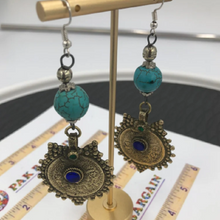 Load image into Gallery viewer, Vintage Coins and Stone Earrings