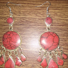 Load image into Gallery viewer, Tribal Stone Earrings, Dangle Earrings