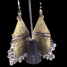 Load image into Gallery viewer, Tribal Dangle with Red and Blue Glass Stones Earrings