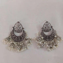 Load image into Gallery viewer, Ethnic Handmade Silver Tone Earrings With Pearls