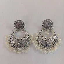 Load image into Gallery viewer, Ethnic Handmade Silver Tone Earrings With Pearls
