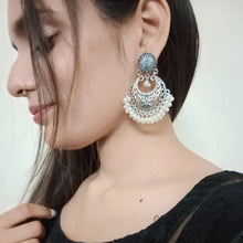 Load image into Gallery viewer, Ethnic Handmade Silver Tone Earrings With Pearls