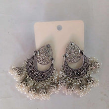 Load image into Gallery viewer, Ethnic Handmade Silver Tone Earrings With Pearls