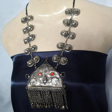 Load image into Gallery viewer, Tribal Pendant Necklace With Dangling Tassels and Turkmen Buttons