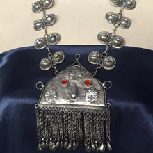 Load image into Gallery viewer, Tribal Pendant Necklace With Dangling Tassels and Turkmen Buttons