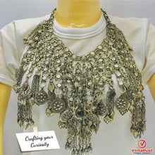 Load image into Gallery viewer, Kuchi Silver Oversized Vintage Necklace, Tribal Choker