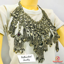 Load image into Gallery viewer, Kuchi Silver Oversized Vintage Necklace, Tribal Choker