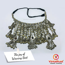 Load image into Gallery viewer, Kuchi Silver Oversized Vintage Necklace, Tribal Choker