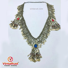 Load image into Gallery viewer, Silver Kuchi Tassels Long Pendant Necklace