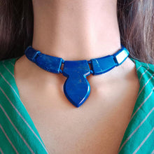 Load image into Gallery viewer, Lapis Choker Necklace, Lapis Lazuli Vintage Choker Necklace