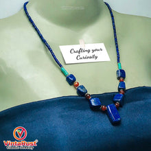 Load image into Gallery viewer, Lapis Lazuli Stone Necklace With Beaded Chain