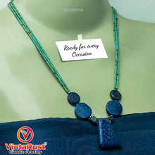 Load image into Gallery viewer, Vintage Lapis Stone Necklace With Turquoise Beaded Layered Chain