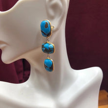 Load image into Gallery viewer, Long Dangle Turquoise Earrings