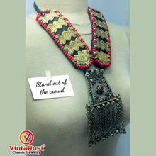 Load image into Gallery viewer, Long Red Beaded Vintage Pendant Necklace