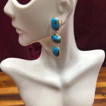 Load image into Gallery viewer, Long Dangle Turquoise Earrings