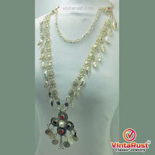 Load image into Gallery viewer, Long Two Layers Silver Pendant Necklace