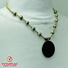 Load image into Gallery viewer, Metal And Wooden Beaded Chain Pendant Necklace