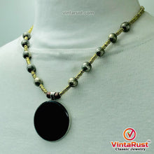 Load image into Gallery viewer, Metal And Wooden Beaded Chain Pendant Necklace