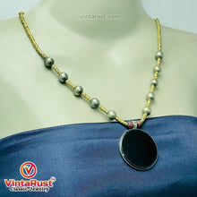 Load image into Gallery viewer, Metal And Wooden Beaded Chain Pendant Necklace