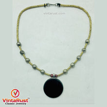 Load image into Gallery viewer, Metal And Wooden Beaded Chain Pendant Necklace