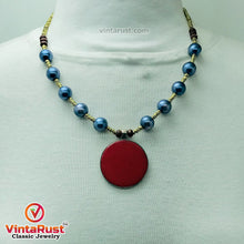 Load image into Gallery viewer, Metal And Wooden Beaded Chain Pendant Necklace