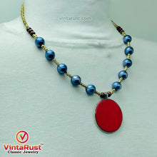 Load image into Gallery viewer, Metal And Wooden Beaded Chain Pendant Necklace