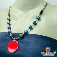 Load image into Gallery viewer, Metal & Wooden Beaded Chain Pendant Necklace