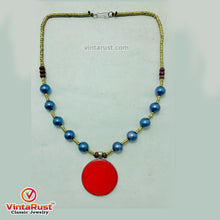 Load image into Gallery viewer, Metal & Wooden Beaded Chain Pendant Necklace