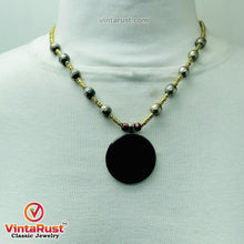 Load image into Gallery viewer, Metal And Wooden Beaded Chain Pendant Necklace