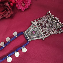 Load image into Gallery viewer, Handmade Tribal Metal Necklace with Beaded Strip