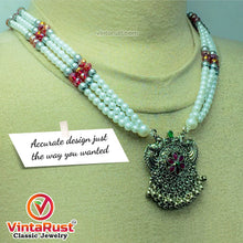 Load image into Gallery viewer, Multicolor Beaded Chain Necklace With Silver Motif Pendant