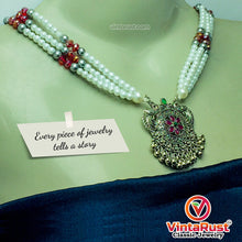 Load image into Gallery viewer, Multicolor Beaded Chain Necklace With Silver Motif Pendant