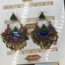 Load image into Gallery viewer, Kuchi Multicolor Glass Stones Antique Massive Earrings