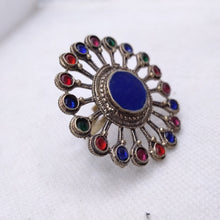 Load image into Gallery viewer, Ethnic Massive Ring With Multicolor Glass Stones