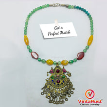 Load image into Gallery viewer, Multicolor Stone Beaded Chain Pendant Necklace