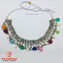 Load image into Gallery viewer, Boho Chic Gemstone and Pearl Choker Necklace