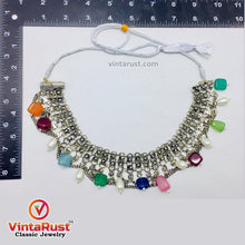 Load image into Gallery viewer, Boho Chic Gemstone and Pearl Choker Necklace
