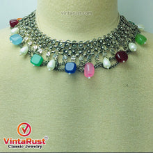 Load image into Gallery viewer, Multicolor Stones Choker Necklace With Pearls