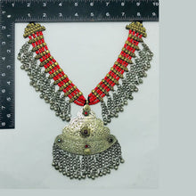 Load image into Gallery viewer, Multilayers Beaded Necklace With Silver Vintage Pendant