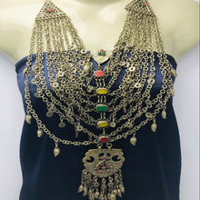 Load image into Gallery viewer, Vintage Multilayers Bib Necklace With Dangling Massive Pendant and Tassels