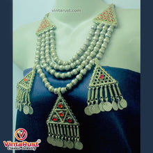 Load image into Gallery viewer, Metal Beaded Chain Necklace With Dangling Pendants and Coins