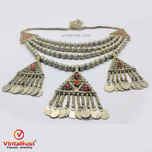 Load image into Gallery viewer, Metal Beaded Chain Necklace With Dangling Pendants and Coins