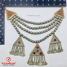 Load image into Gallery viewer, Metal Beaded Chain Necklace With Dangling Pendants and Coins
