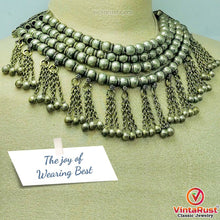 Load image into Gallery viewer, Multilayers Silver Metallic Beaded Choker Necklace