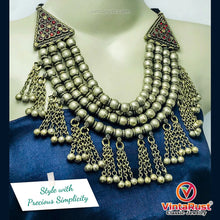 Load image into Gallery viewer, Multilayers Silver Metallic Beaded Choker Necklace