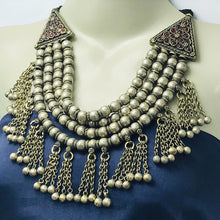 Load image into Gallery viewer, Multilayers Silver Metallic Beaded Choker Necklace