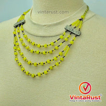 Load image into Gallery viewer, Beaded Multilayers Yellow Glass Stone Necklace
