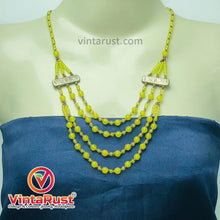 Load image into Gallery viewer, Beaded Multilayers Yellow Glass Stone Necklace