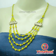 Load image into Gallery viewer, Beaded Multilayers Yellow Glass Stone Necklace